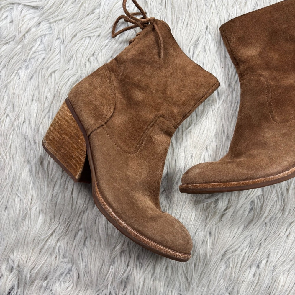 Kork-Ease Women's 6.5 Brown Tan Suede Cherna Calf Boots Boho Western Block Heel - Picture 2 of 10